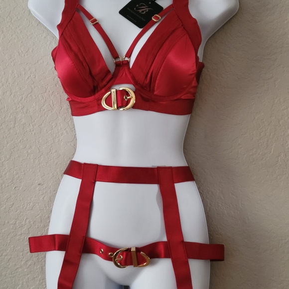 honey birdette Other - Honey Birdette Red Bra with Gold Accents